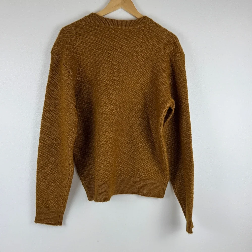 Mode of One Mens Relaxed‎ Fit Diagonal Texture Sweater French Vicuna Brown Small
